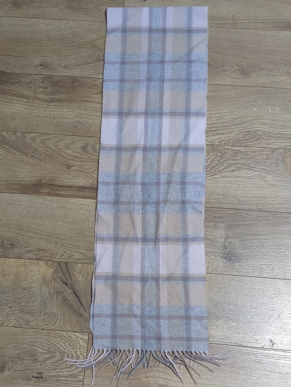 Louisa‎ Perini 100% Cashmere Grey Pink Plaid Scarf